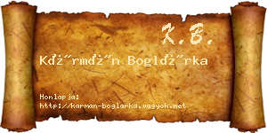 Kármán Boglárka névjegykártya